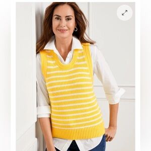 NWT Talbots Yellow Striped Women's SZ PM Sweater Vest Top Summer 2025